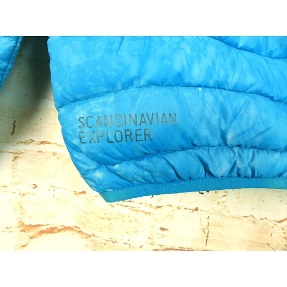 Scandinavian Explorer Down Jacket Women S Blue Ultra Light Quilted Puffer Hoodie - Picture 13 of 14